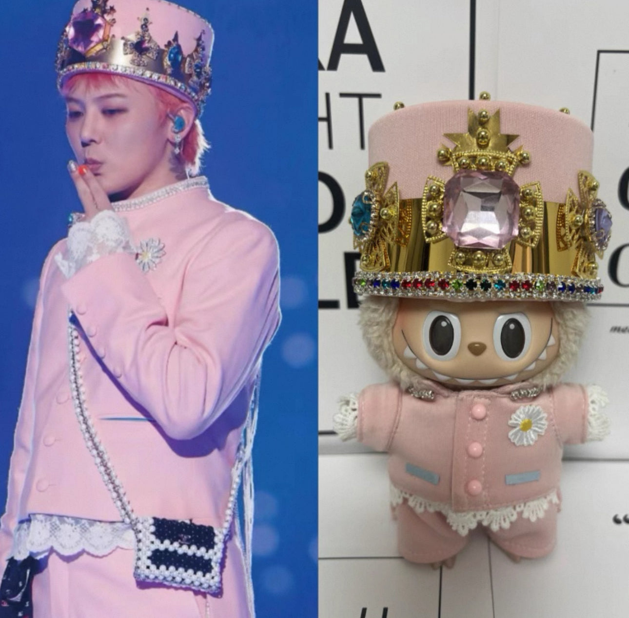 G-Dragon inspired Labubu fashion outfit（pink）