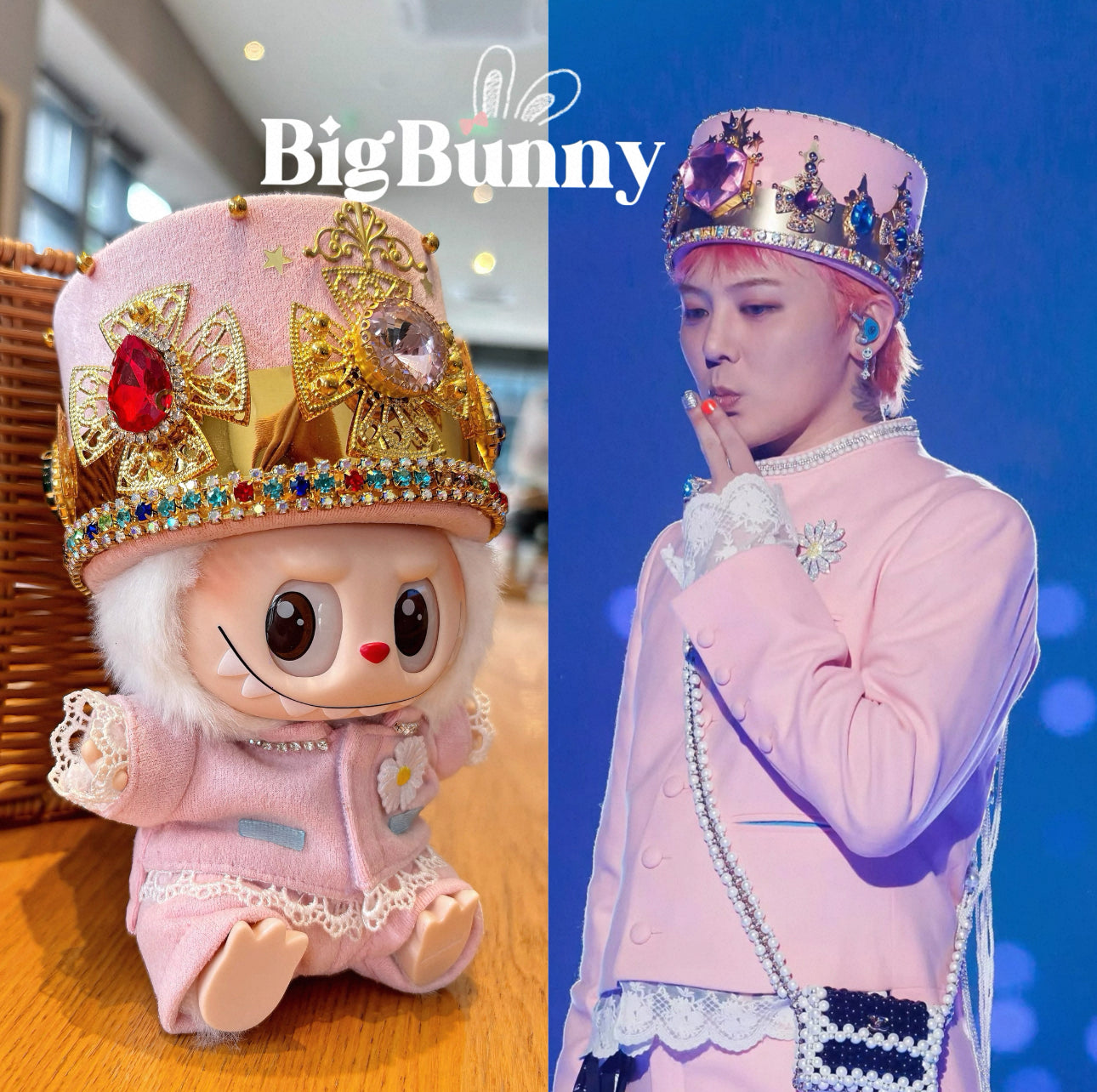 G-Dragon inspired Labubu fashion outfit（pink）